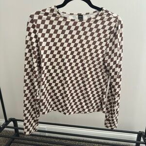 SHEIN Geometric Brown and White Top